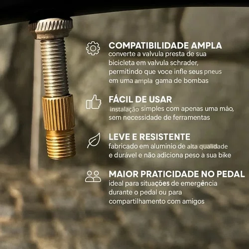 Adaptador de Válvula Presta para Schrader Alumínio
