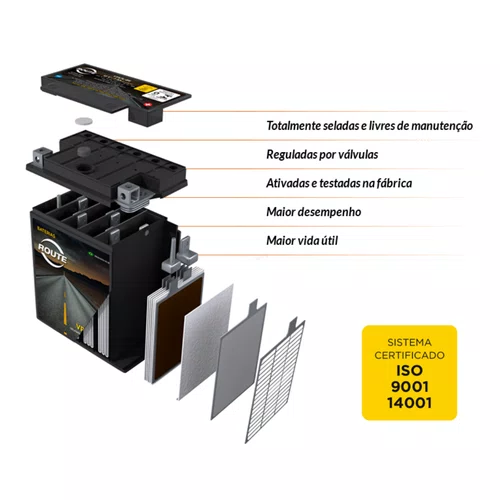Bateria 12V 6Ah Titan, Fan 150, XRE 300, Biz 125, NXR XTZ6LS