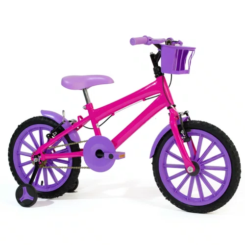 Bicicleta 16 Feminina Pink Infantil Rodas Nylon Lilás