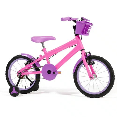 Bicicleta 16 Feminina Rosa Infantil Aro Aluminio Lilás