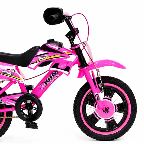 Bicicleta Infantil Moto Cross Aro 16 Rosa Unitoys c/ Rodinhas