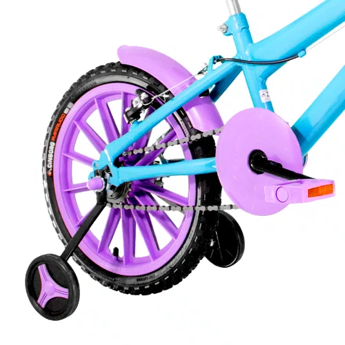 Bicicleta 16 Feminina Azul Claro Infantil Rodas Nylon Lilás
