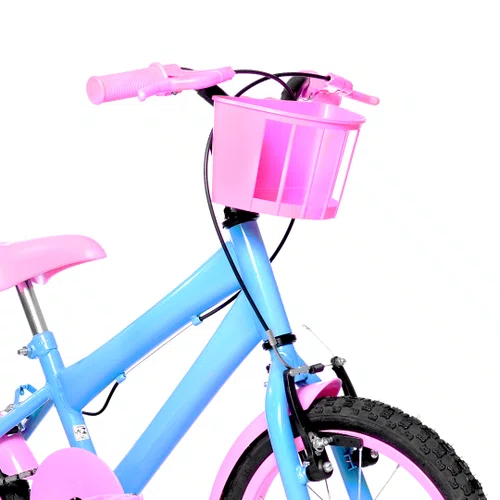 Bicicleta 16 Feminina Azul Claro Infantil Aro Aluminio Rosa