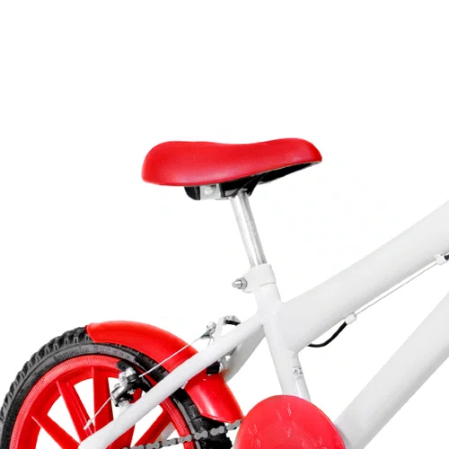 Bicicleta 16 Feminina Branca Infantil Rodas Nylon Vermelha