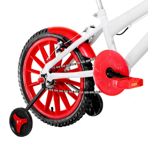 Bicicleta 16 Feminina Branca Infantil Rodas Nylon Vermelha