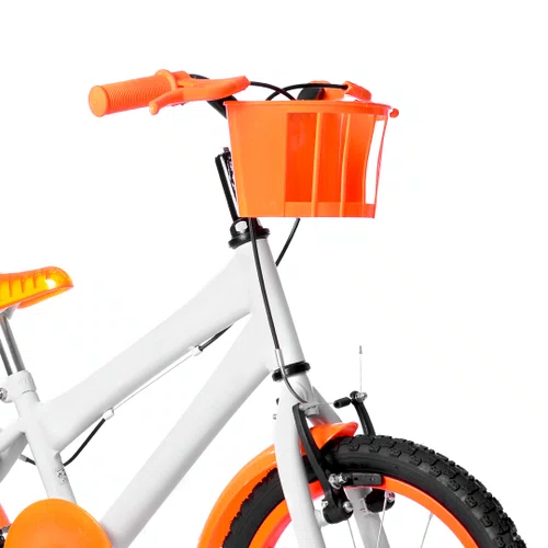 Bicicleta 16 Masculina Branca Infantil Aro Alumínio Laranja