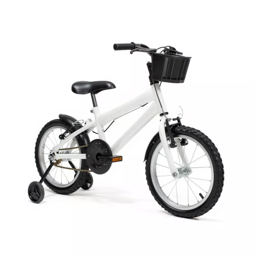 Bicicleta 16 Masculina Branca Infantil Aro Alumínio Preto