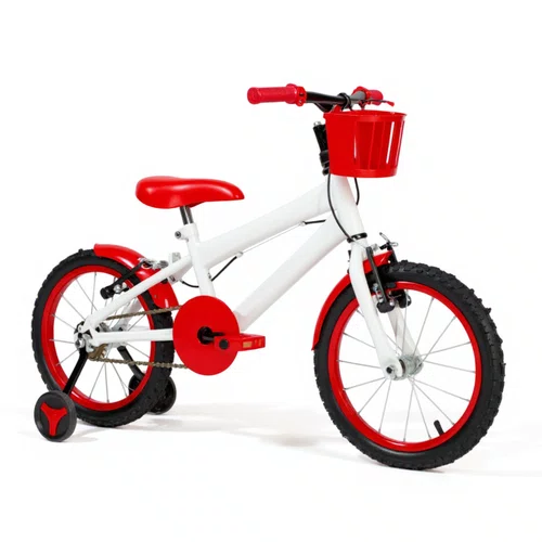 Bicicleta 16 Masculina Branca Infantil Aro Alumínio Vermelho