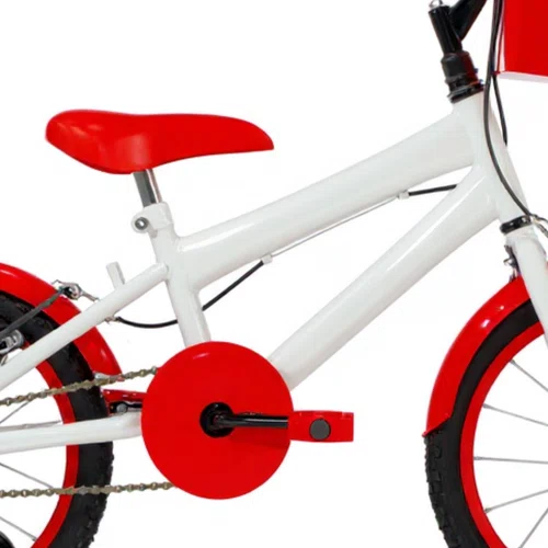 Bicicleta 16 Masculina Branca Infantil Aro Alumínio Vermelho