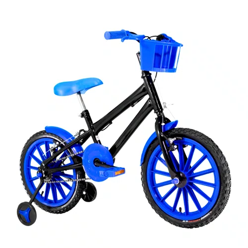 Bicicleta 16 Masculina Preta Infantil Rodas Nylon Azul
