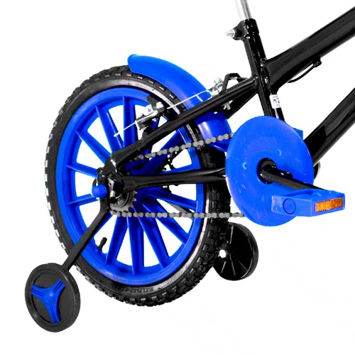Bicicleta 16 Masculina Preta Infantil Rodas Nylon Azul