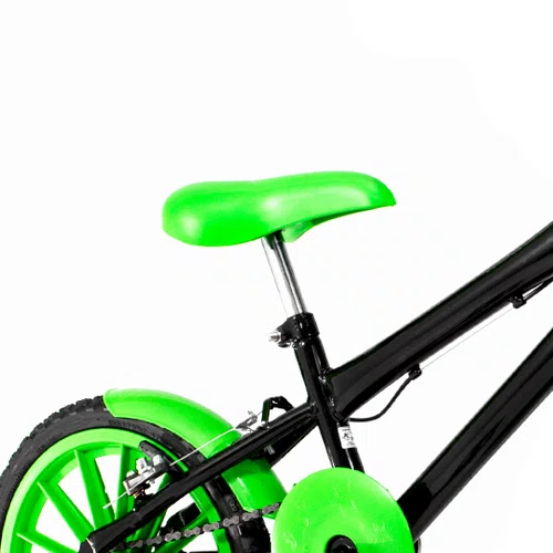 Bicicleta 16 Masculina Preta Infantil Rodas Nylon Verde