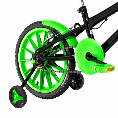Bicicleta 16 Masculina Preta Infantil Rodas Nylon Verde