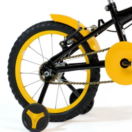 Bicicleta 16 Masculina Preta Infantil Aro Alumínio Amarelo