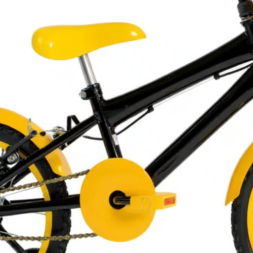 Bicicleta 16 Masculina Preta Infantil Aro Alumínio Amarelo