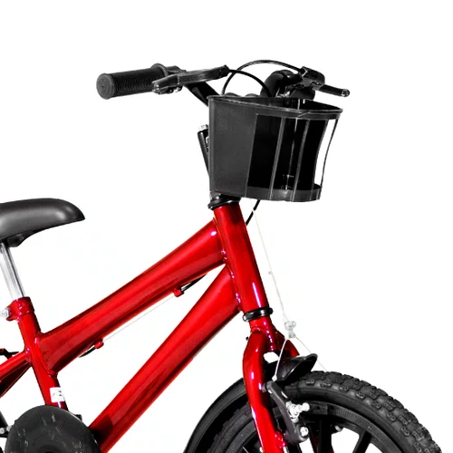 Bicicleta 16 Masculina Vermelha Infantil Rodas Nylon Preta