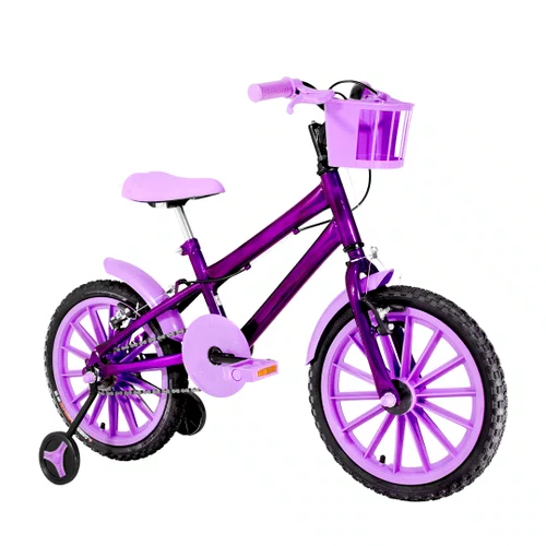 Bicicleta 16 Feminina Violeta Infantil Rodas Nylon Lílas