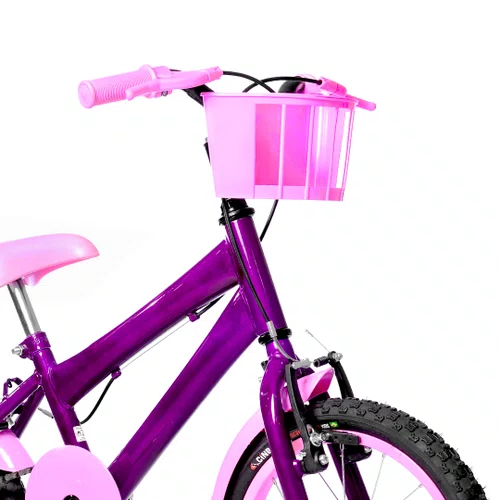 Bicicleta 16 Feminina Violeta Infantil Aro Alumínio Rosa