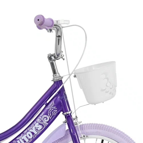 Bicicleta Infantil Aro 16 Lilás com Glitter e Cestinha Unitoys