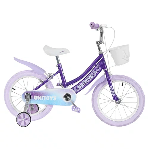 Bicicleta Infantil Aro 16 Lilás com Glitter e Cestinha Unitoys