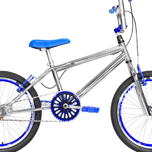 Bicicleta 20 Cromada Cross Aro Aero 20 Azul