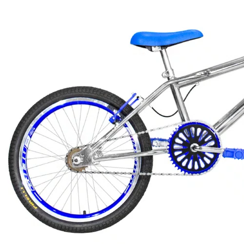 Bicicleta 20 Cromada Cross Aro Aero 20 Azul