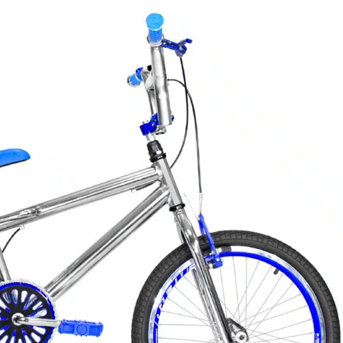 Bicicleta 20 Cromada Cross Aro Aero 20 Azul