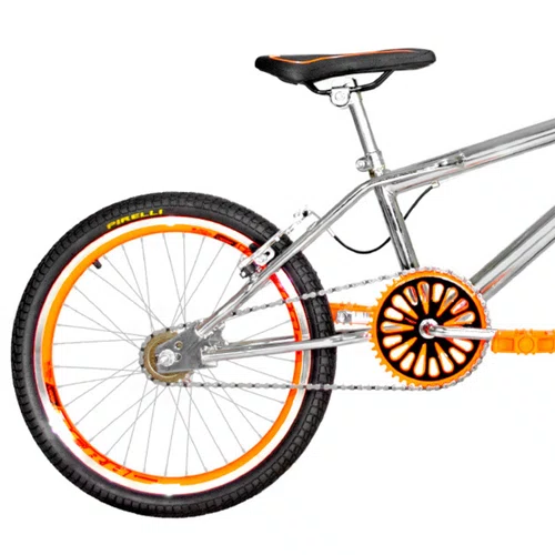Bicicleta 20 Cromada Cross Aro Aero 20 Laranja