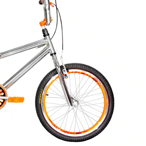 Bicicleta 20 Cromada Cross Aro Aero 20 Laranja