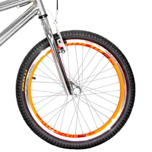 Bicicleta 20 Cromada Cross Aro Aero 20 Laranja