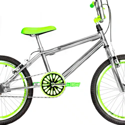Bicicleta 20 Cromada Cross Aro Aero 20 Verde Neon