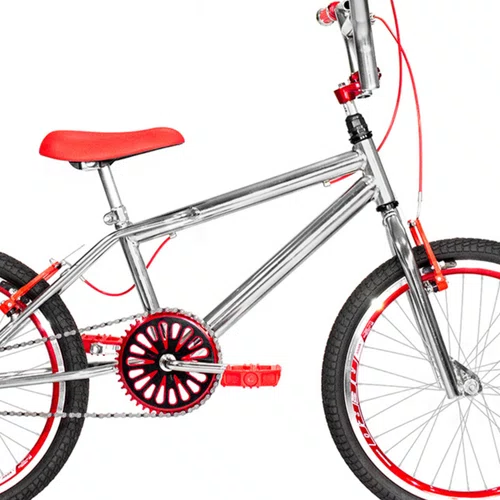 Bicicleta 20 Cromada Cross Aro Aero 20 Vermelho