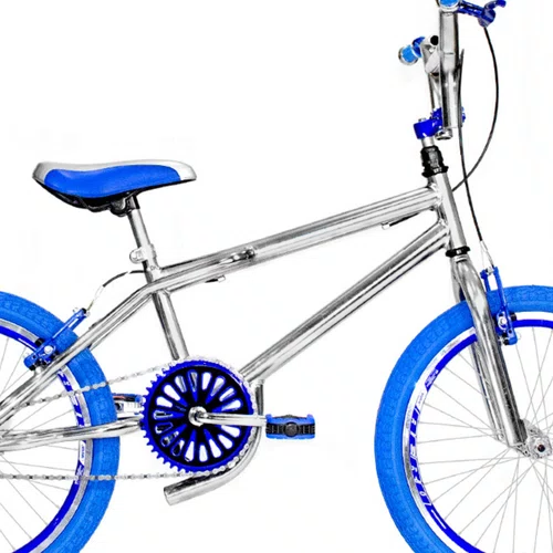 Bicicleta 20 Cromada Cross Aro Aero Azul com Pneu Azul