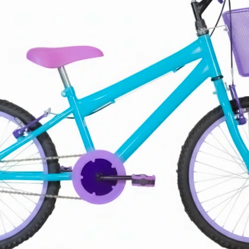 Bicicleta 20 Feminina Azul Claro Infantil Aro Alumínio Lilás