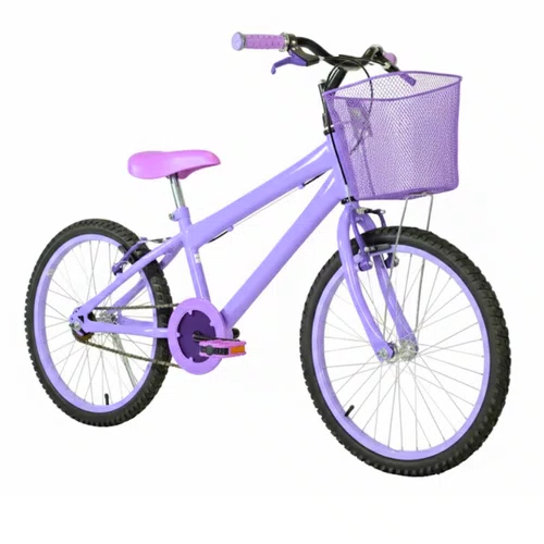 Bicicleta 20 Feminina Lilás Infantil Aro Alumínio Lilás