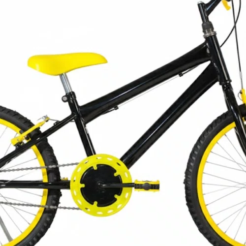 Bicicleta 20 Masculina Preta Infantil Aro Alumínio Amarelo