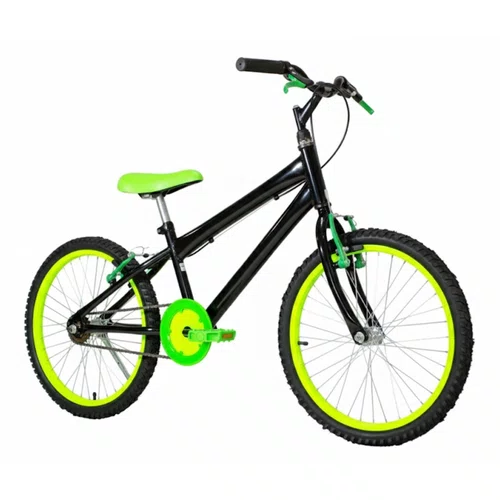 Bicicleta 20 Masculina Preta Infantil Aro Alumínio Verde Neon