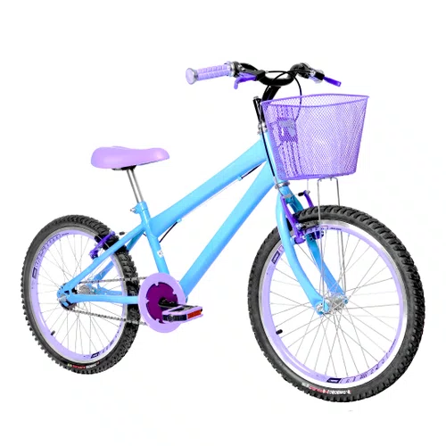 Bicicleta 20 Feminina Azul Claro Infantil Aro Aero Lilás