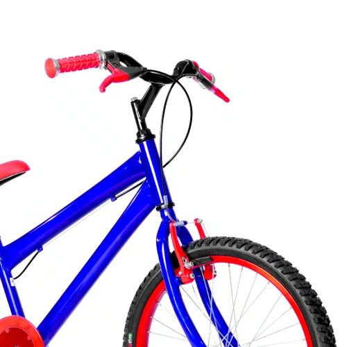 Bicicleta 20 Masculina Azul Infantil Aro Alumínio Vermelho