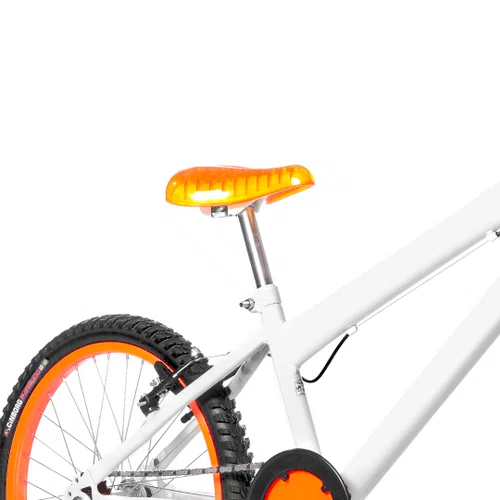 Bicicleta 20 Masculina Branca Infantil Aro Alumínio Laranja