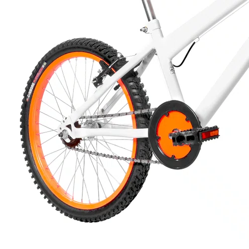 Bicicleta 20 Masculina Branca Infantil Aro Alumínio Laranja