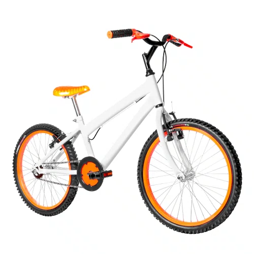 Bicicleta 20 Masculina Branca Infantil Aro Aero Laranja