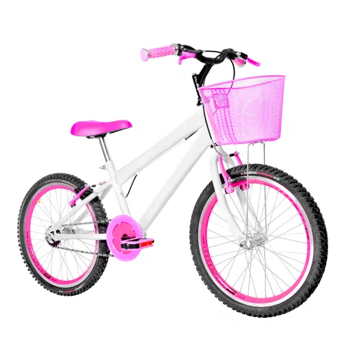 Bicicleta 20 Feminina Branca Infantil Aro Aero Pink