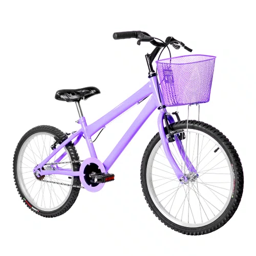 Bicicleta 20 Feminina Lilas Infantil Aro Alumínio