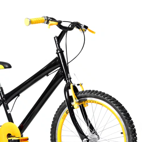 Bicicleta 20 Masculina Preta Infantil Aro Aero Amarelo