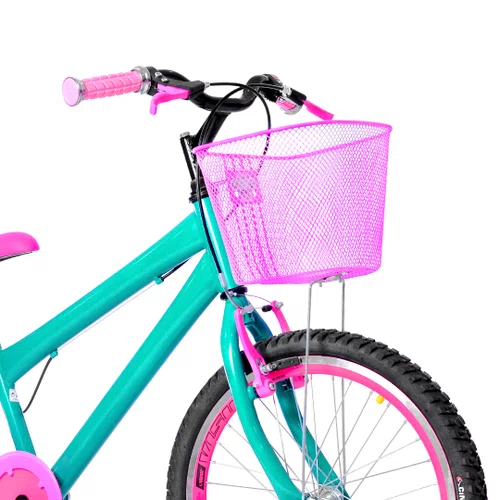 Bicicleta 20 Feminina Verde Agua Infantil Aro Aero Pink