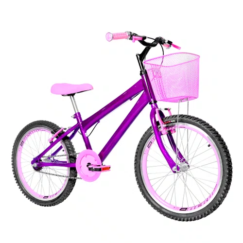 Bicicleta 20 Feminina Violeta Infantil Aro Aero Rosa