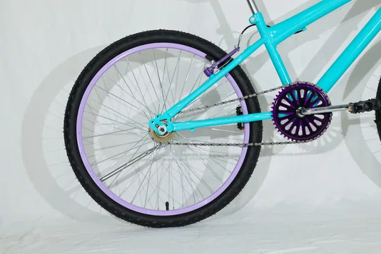 Bicicleta 24 Feminina Azul Claro Aro Alumínio Lilás