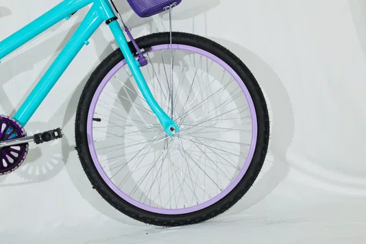 Bicicleta 24 Feminina Azul Claro Aro Alumínio Lilás