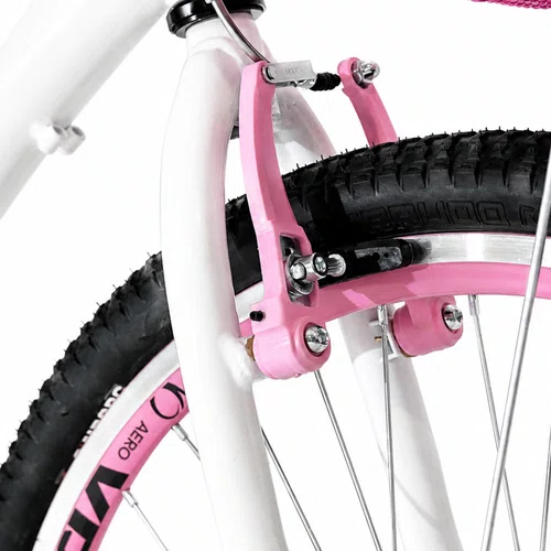 Bicicleta 24 Feminina Branca Aro Aero Rosa